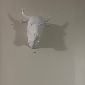 White Bull Head Wall Decor